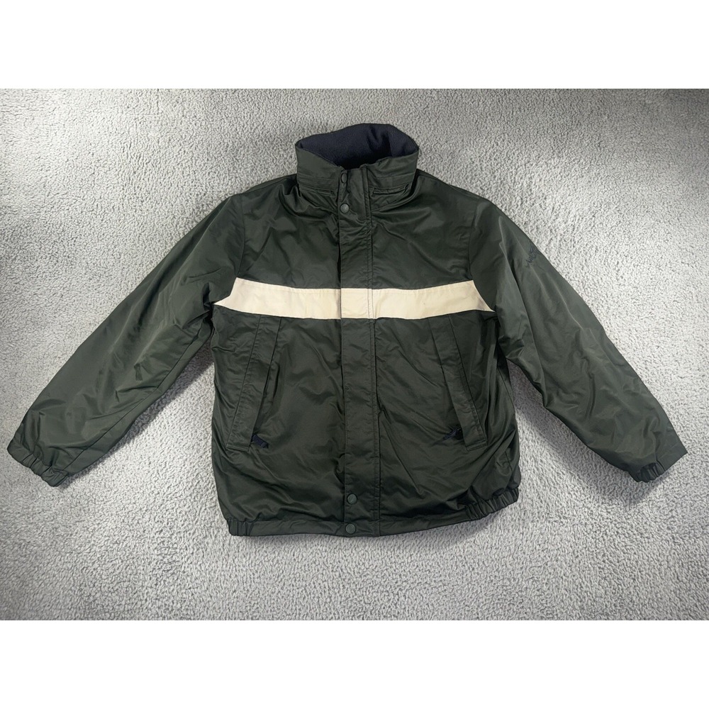 Vintage Nautica Jacket Men Large Reversible Nylon Fleece Hideaway Hood Y2K‎ 90s